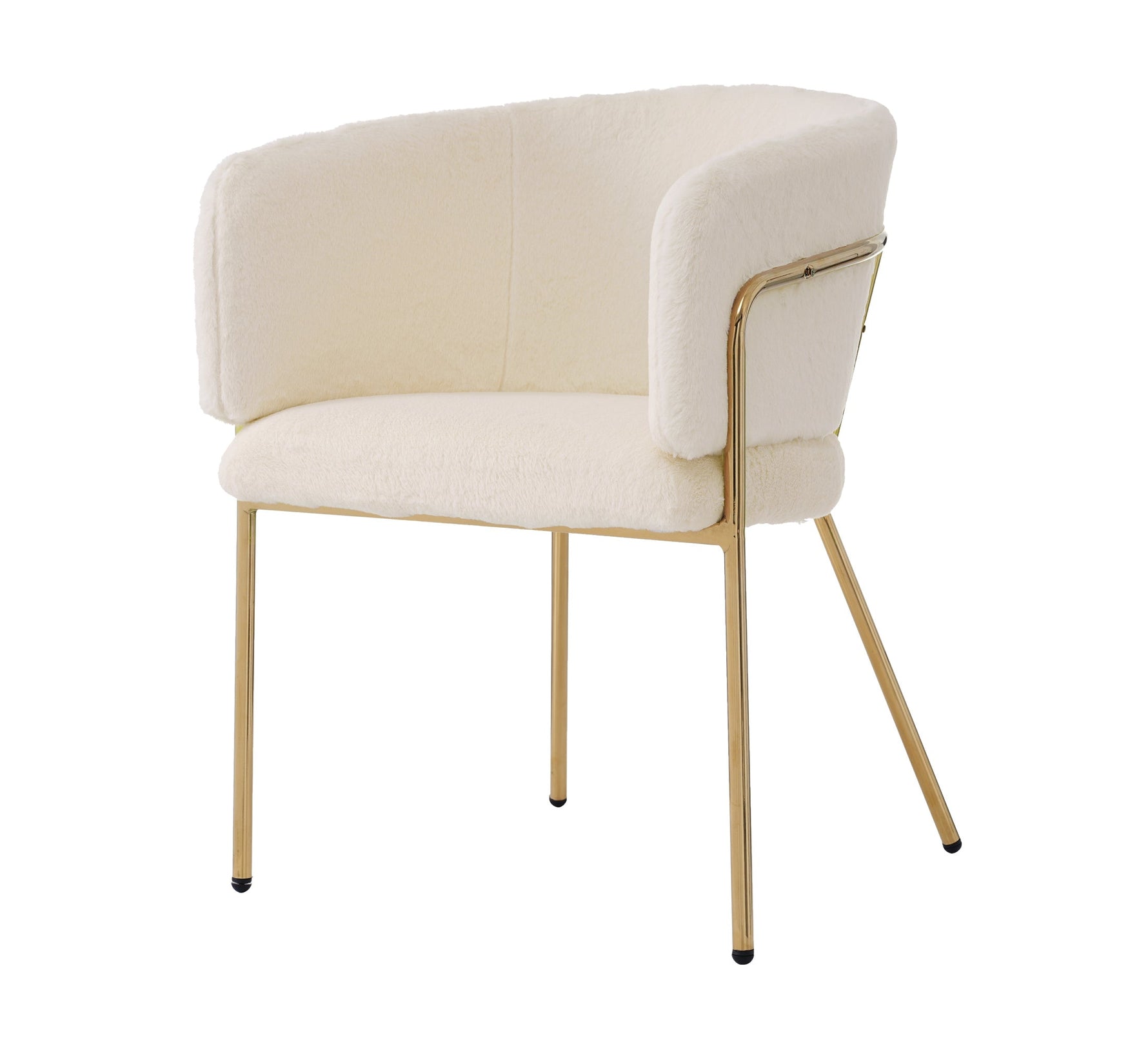 Leisure Chair, Single Dressing Dining Chair with 4 Metal Legs, Imitation Rabbit Down Beige