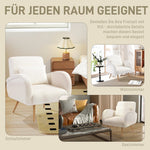 Upholstered Armchair, Padded with Lumbar Cushion and Metal Legs, Fleece, Cream White