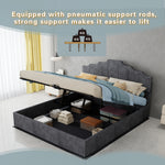 Modern Soft Bed with Mattress & Storage, 160x200cm, Gray