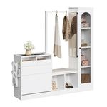 Entrance Combination, 6-in-1 Wardrobe Set, Dressing Table, Shoe Bench, Shoe Cabinet, Display Case with Color-Changing LED Light