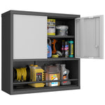 Storage Cabinet with 2 Doors and Adjustable Shelves, Black Metal
