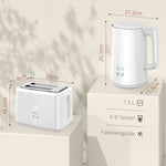 Kettle Toaster Set, 1.5L, 2 Slices, 2200W, White