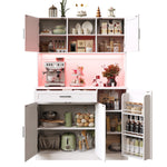 Tall Kitchen Sideboard with LED Strip and Built-in Socket, White