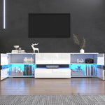 Modern TV Cabinet 160cm LED Storage for 70-inch TVs High-Gloss White