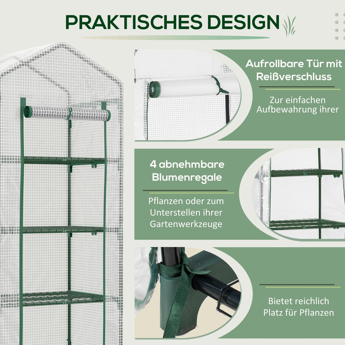 Foil Greenhouse, 4 Shelves, Tomato House, White