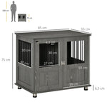 Dog Crate Kennel, Lockable Magnetic Door Window, Grey
