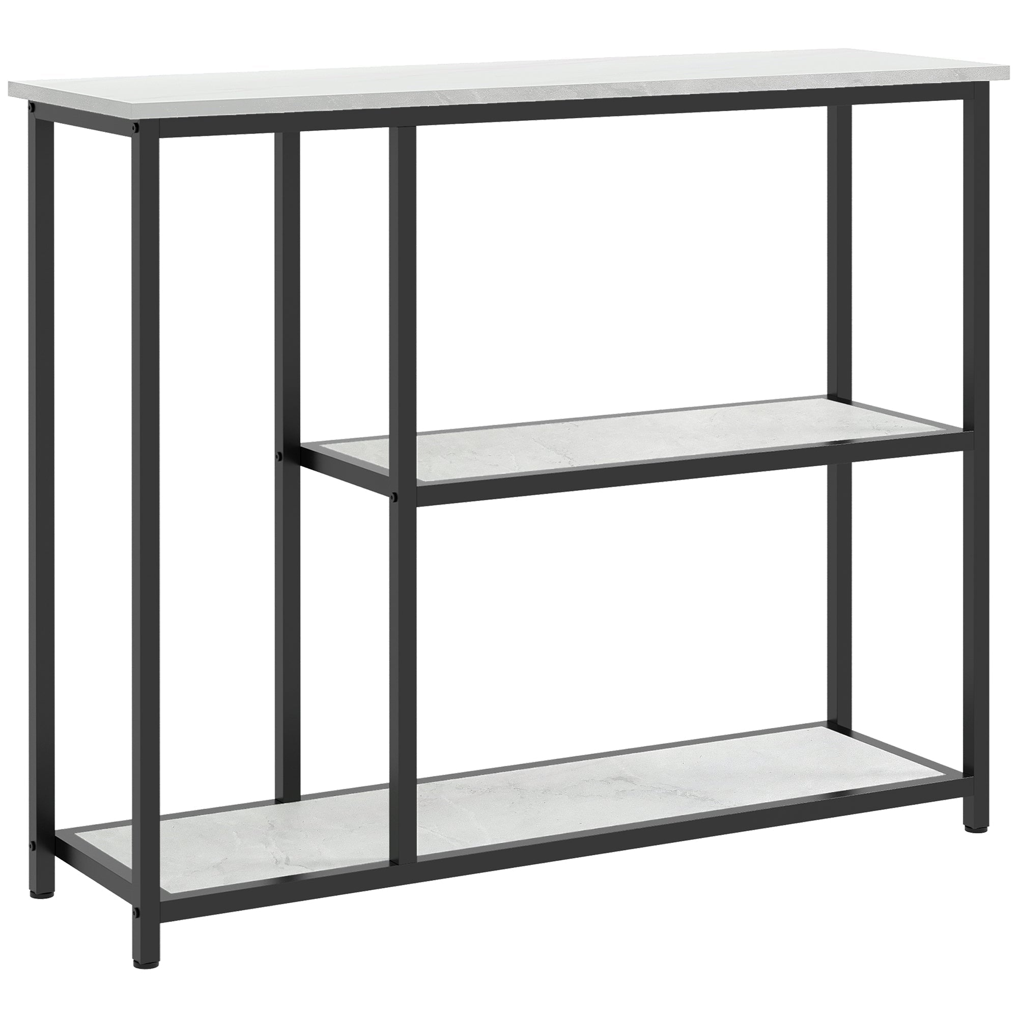 Console Table with 2 Levels, Side Table, Sofa Table, Anti-tip Protection, Steel White