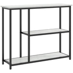 Console Table with 2 Levels, Side Table, Sofa Table, Anti-tip Protection, Steel White