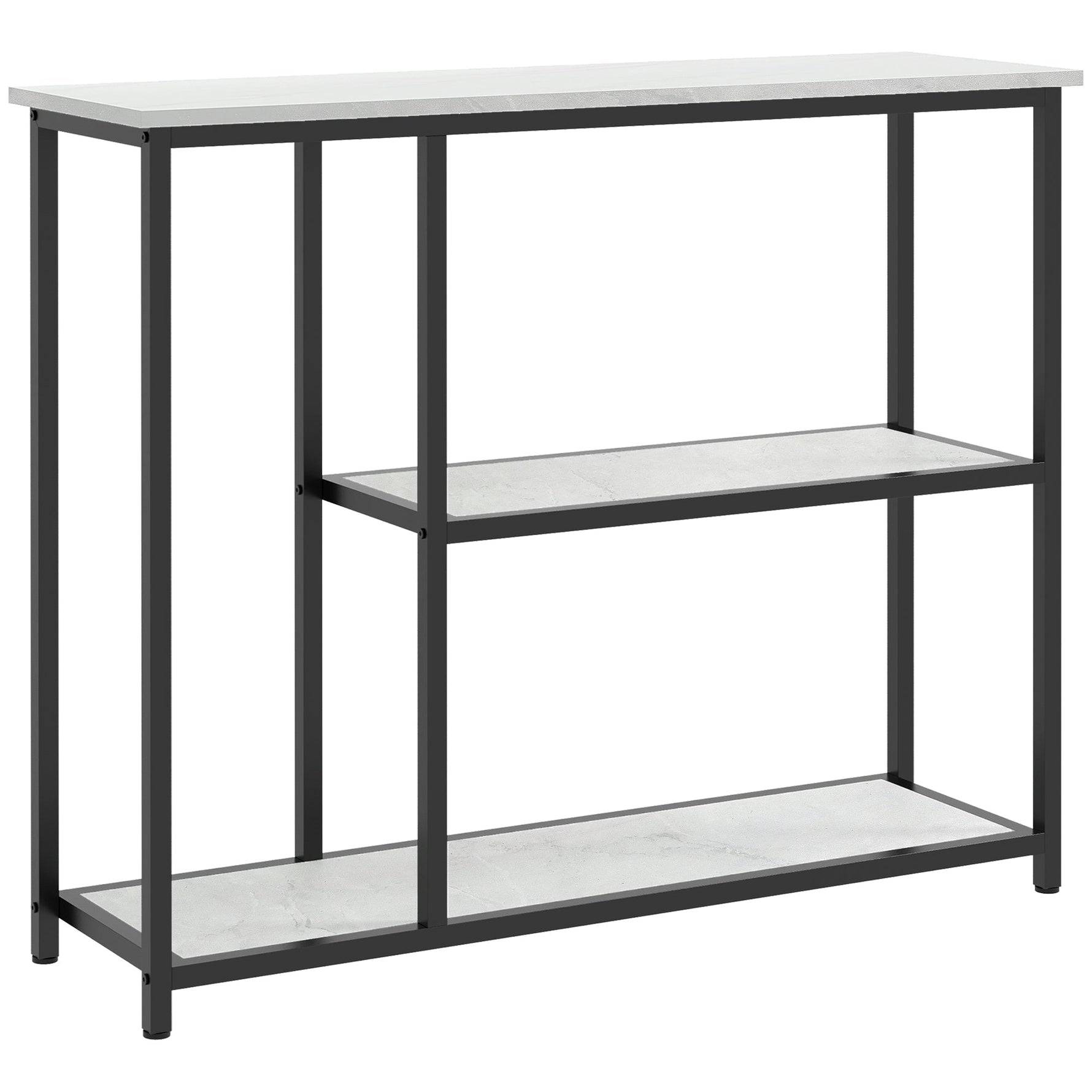 Console Table with 2 Levels, Side Table, Sofa Table, Anti-tip Protection, Steel White