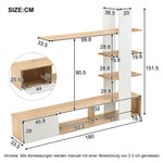 Living Room Wall Cabinet, 180x33.5x151.5cm, for TVs under 60 inches, Modern Oak White