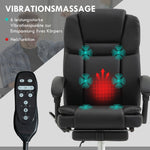 Office Chair, Ergonomic Vibration Massage Heating Reclining Footrest, Faux Leather Black