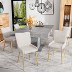 Velvet Dining Chair Set of 2 Gold Metal Legs Lumbar Support - Beige