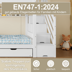 Bunk Bed 90x200cm Pull-out Bed with Shelf, Wardrobe & Storage - White