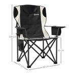 Folding Chairs, Set of 2, Camping with Armrests, Cup Holder, Headrest, Cooler Bag, Padded, Metal/Fabric