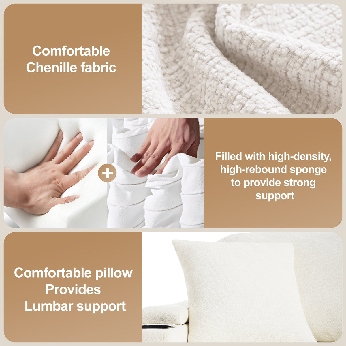 L-Shaped Corner Sofa, Extendable Chaise Storage Cup Holders USB Armrest, Beige