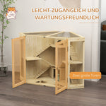 Wooden Hamster Cage, 4 Levels, Feeding Station, Seesaw, Ramp, Huts