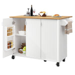 Kitchen Island Trolley Extendable on Wheels Buffet Storage Adjustable Dividers 3 Doors White/Black