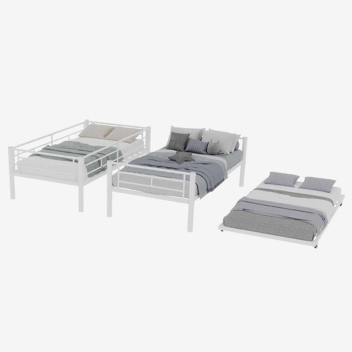 Meta Twin over Twin Bunk Bed, Heavy-Duty Stable Low Noise Safety Railing, Metal