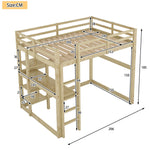 Children's Bunk Bed with Desk and 4 Storage Compartments, 140 x 200 cm, Pine Natural