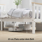 Single Bed Wood Frame Lower Storage - Natural Wood/White