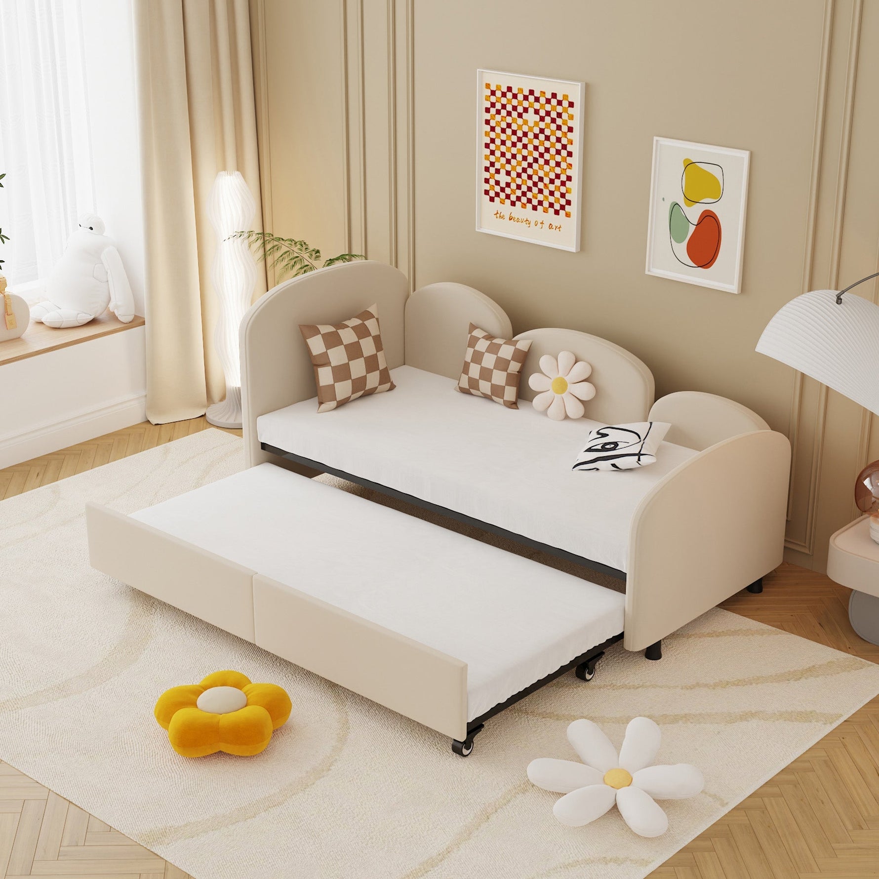 SOFTSEA Twin Size Daybed with Storage Drawers, Modern Sofa Bed, Velvet Upholstered