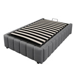 Upholstered Bed with Hydraulic Storage and 90x200cm Base, Grey