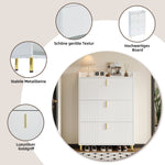 Shoe Cabinet with 3 Doors, Narrow 6 Compartment Adjustable - White