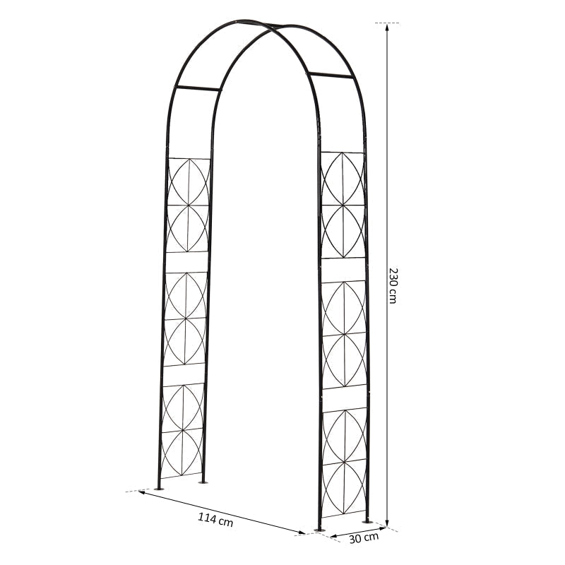 Archway Trellis Planting Arch Garden Roof 114x30x230cm for Climbing Plants, Metal Black