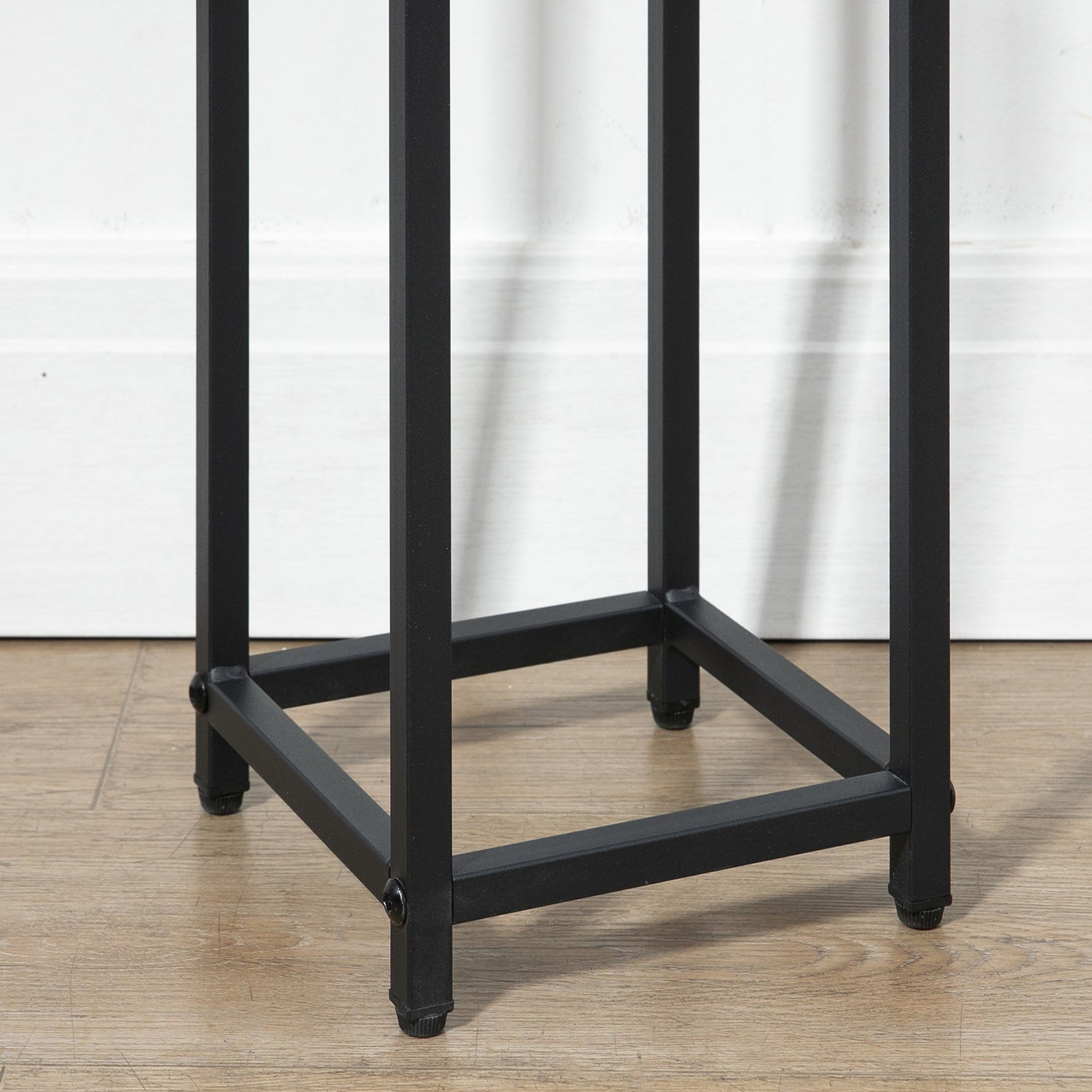 Plant Stand Set 3-piece Flower Stool & Flower Pot Holder Steel Black and Natural