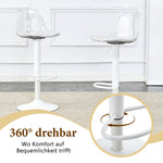 Bar Set 89cm Glass Table 2 Stools Adjustable Swivel - White Legs