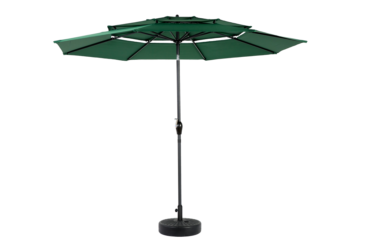 Outdoor Umbrella Double Sided Rectangular 14.8 Ft Large Crank - Dark Green (No Base)