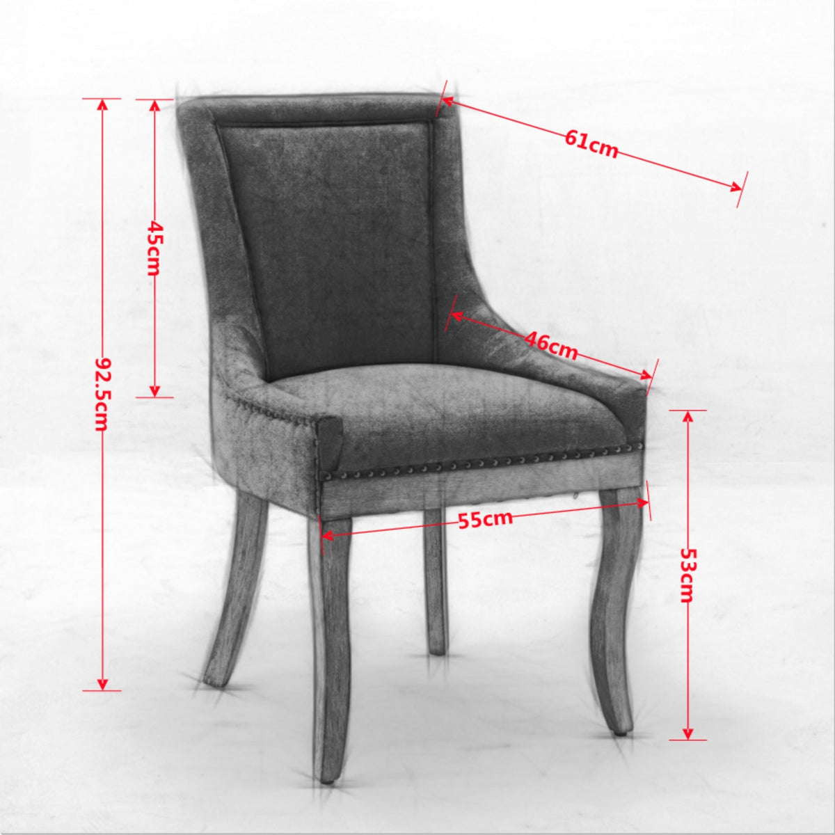 A&A Furniture Ultra Side Dining Chair with Thickened Fabric and Solid Wood Legs, Set of 2, Gray