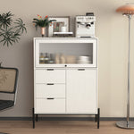 Sideboard with 3 Drawers 1 Glass Door Storage 85x40x120cm - Wooden