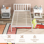 Wooden Bed Frame 208x96cm Slatted Base Headboard, White