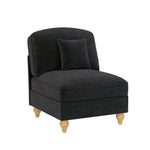 Windsor Armless Cloud Sofa with Chenille Fabric and 1 Cushion, Black