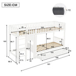Bunk Bed for Children with Straight Ladder and Safety Railings, 90x200cm, White Pine + MDF