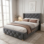 Upholstered Bed 90x200cm with Slatted Frame, Grey Velvet