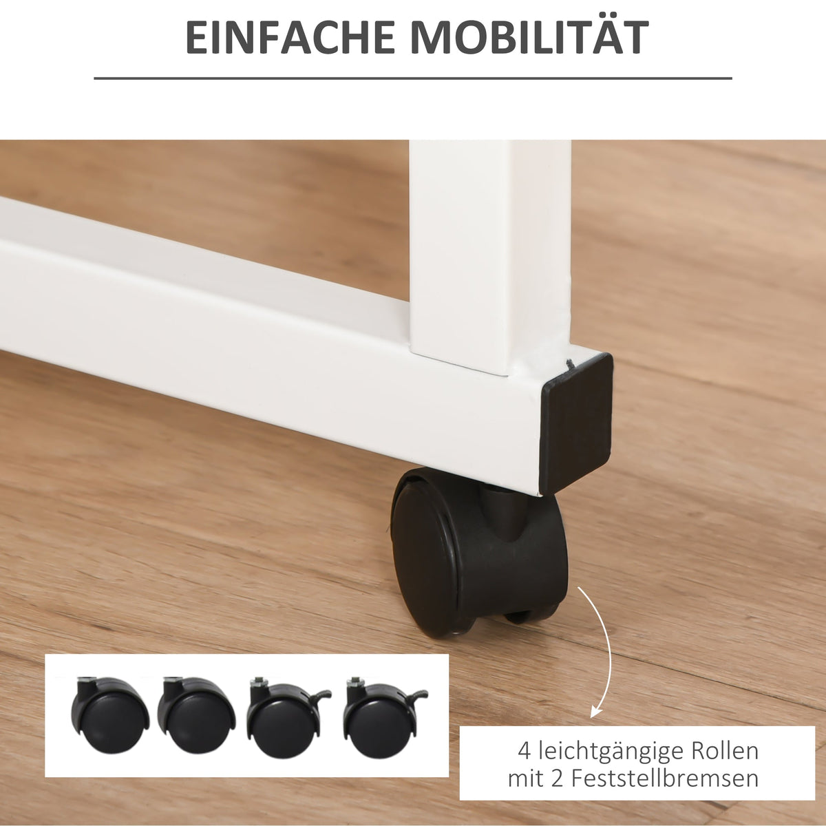 Side Table Adjustable Mobile C-Table, Chipboard & Steel