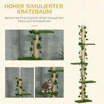 Cat Tree, Height Adjustable Jute, Green and Yellow