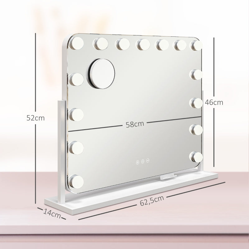 LED Vanity Mirror, Dimmable, Touch Control, USB, White