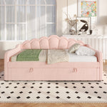 Daybed Sofa Bed 90x200cm Hydraulic Storage LED - Velvet Pink