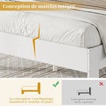 Wooden Bed 140x200 Double 2 Pull-out Nightstands Headboard Storage - White