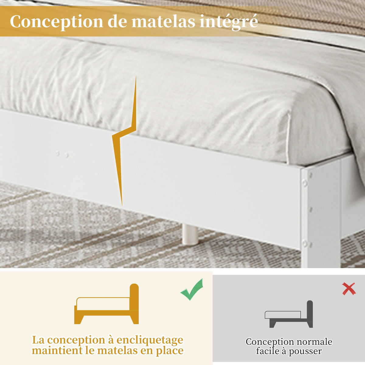 Wooden Bed 140x200 Double 2 Pull-out Nightstands Headboard Storage - White
