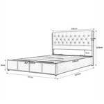 Upholstered Bed 140x190cm Hydraulic Storage Studded - Velvet Grey