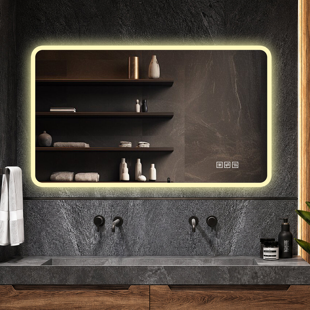 LED Bathroom Mirror 60x120 cm - Anti-Fog Dimmable Frosted Glass