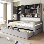 Wooden Sofa Bed 90x200 cm with Large Storage Drawer, Grey