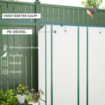 Greenhouse Pent Roof Double Doors Shelves Winterproof 144x48x152cm Foil Steel, White