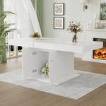 Extendable Dining Table with Storage and Automatic Telescopic Function, White