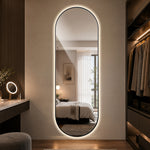 LED Full-Length Mirror 150x50cm Dimmable Backlight Black Aluminum
