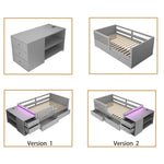 Children's Bed 90x200cm with Desk, LED & Storage Drawers, Grey